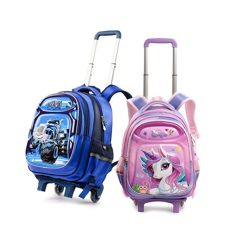 Balo cần kéo có bánh xe Mr Vui 949 cho học sinh cấp 1 hình nổi 3D