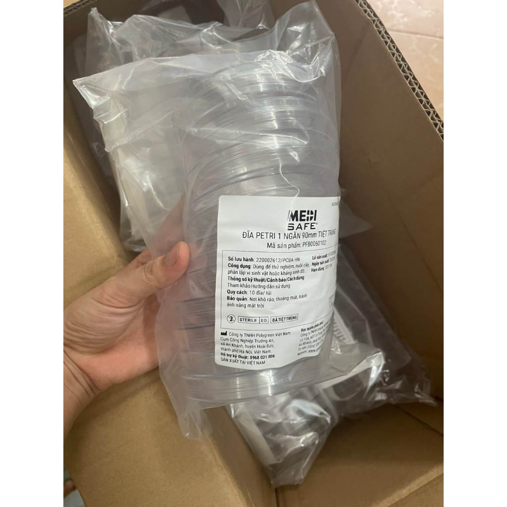 Đĩa Petri nhựa tiệt trùng 90x15 mm