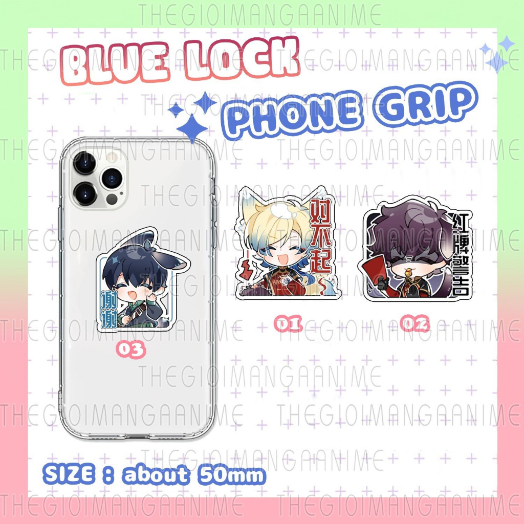 Giá đỡ điện thoại BLUE LOCK ver TAI CHỮ anime chibi tiện lợi xinh xắn phone grip griptok mica acrylic