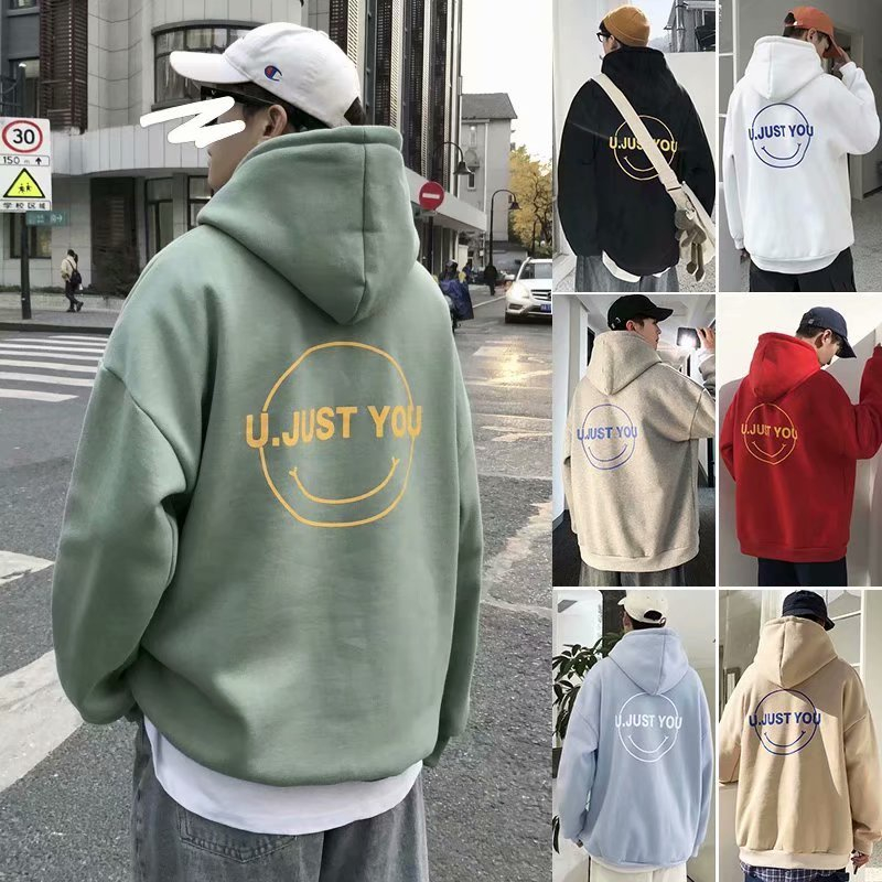 Áo Hoodie in hình mặt cười Just you cho nam và nữ style Hàn Quốc