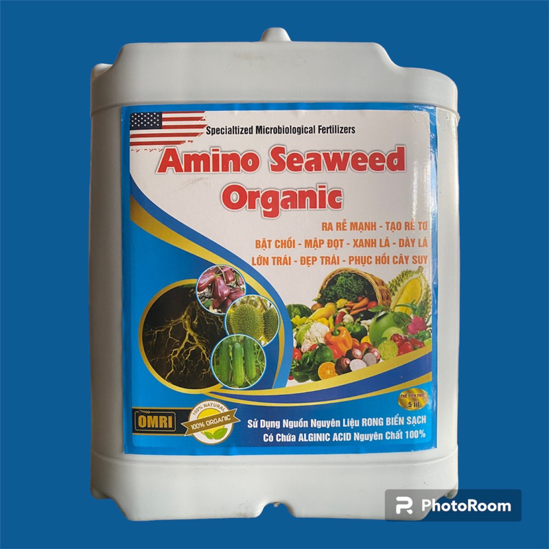 Phân bón AMINO Organic (Ra Rễ, Bật Chồi, Mập Đọt, Xanh Lá, Đậu Trái, Lớn Trái) Can 5lít