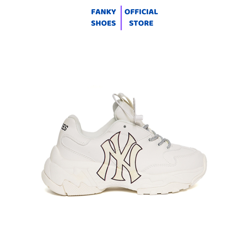 Giày Sneaker MLB Chunky NY Trắng, Giày Thể Thao Yankees Chữ Vàng Nam Nữ Da Bò Đế Độn 2 Lớp Cao Cấp Full Size (36-43)