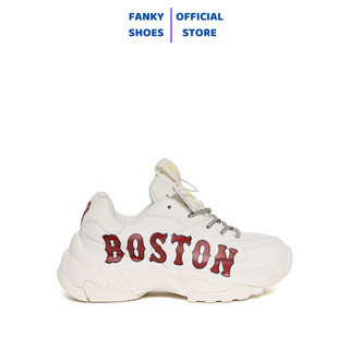 Giày sneaker mlb chunky boston, giày thể thao chữ b màu đỏ nam nữ da bò đế độn 2 lớp cao cấp full size
