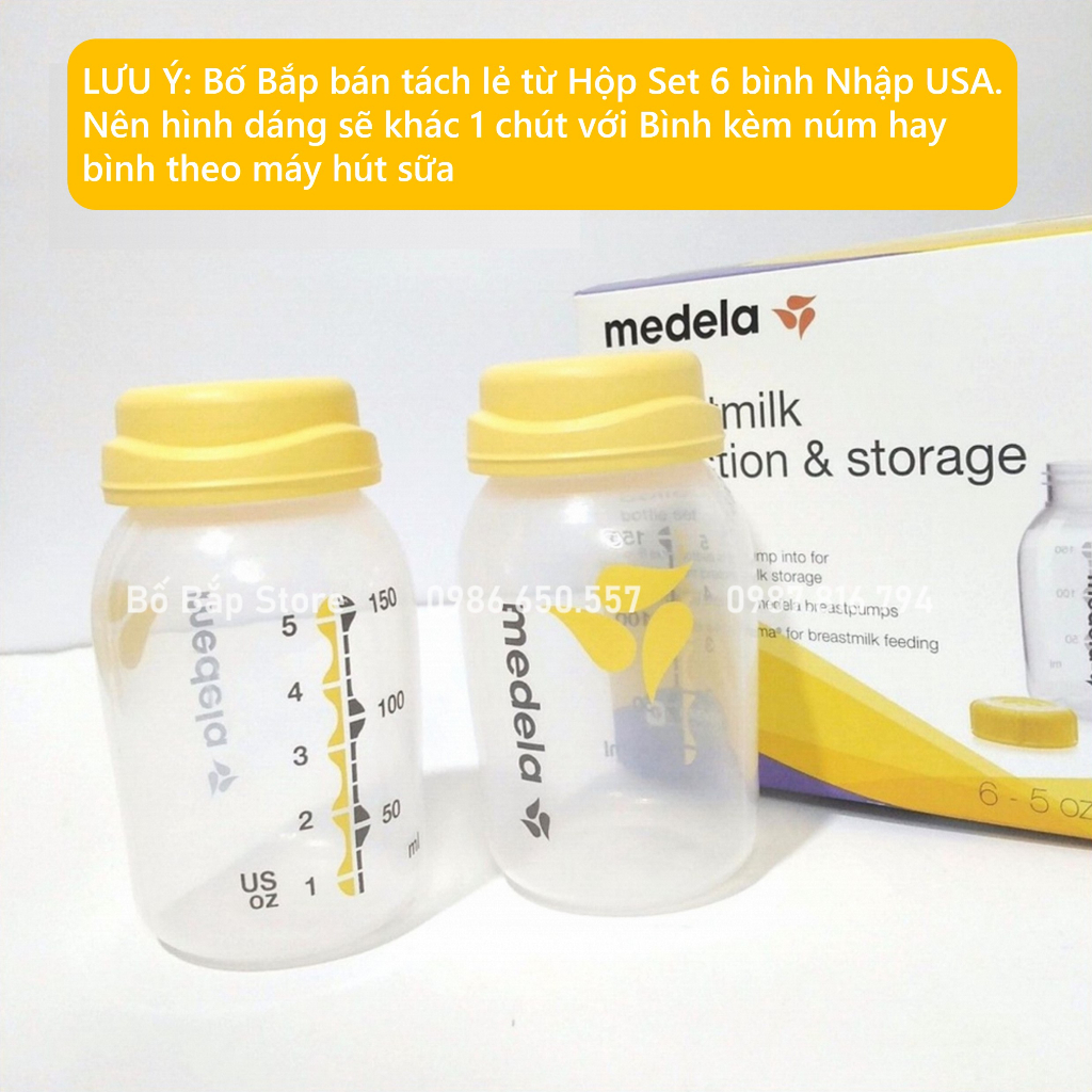 Bình Trữ Sữa Medela In Màu Chính Hãng Nhập Mỹ Mẹ An Tâm Trữ Sữa Cho Bé 150ml 250m - Bố Bắp Store