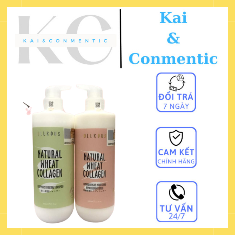Cặp Gội Xả Lúa Mạch ULLKOUS NATURAL WHEAT COLLAGEN 800ML X 2 Dầu Gội Thiên Nhiên Ngăn Rụng Tóc