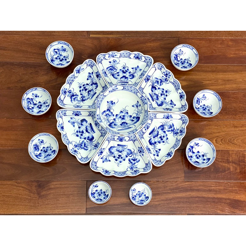 Bộ bát đĩa thắp hương vẽ kỹ gốm sứ Bát Tràng