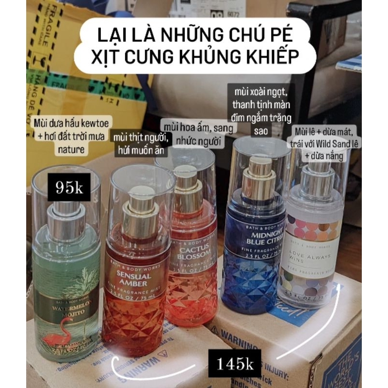 Xịt thơm / Body mist 75ml chính hãng Bath & Body Works