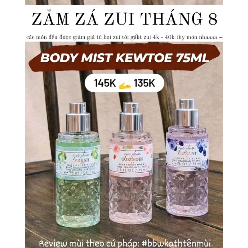 Xịt thơm / Body mist 75ml chính hãng Bath & Body Works