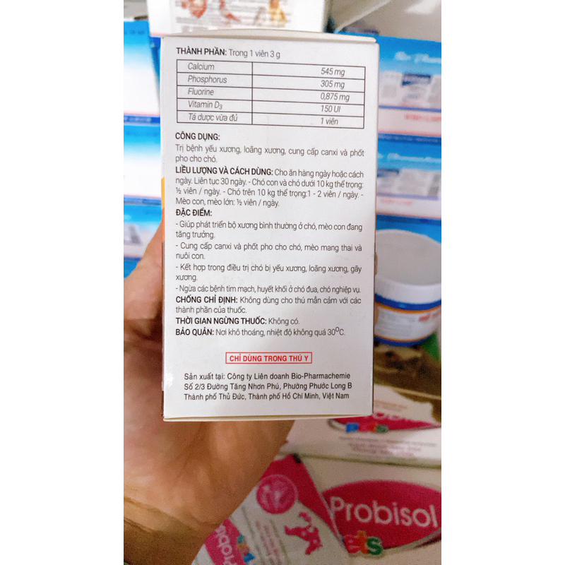 1 VIÊN  Bio Calci Pet CUNG CẤP CANXI VÀ PHỐT PHO CHO THÚ CƯNG CHÓ MÈO Xuất xứ Việt Nam