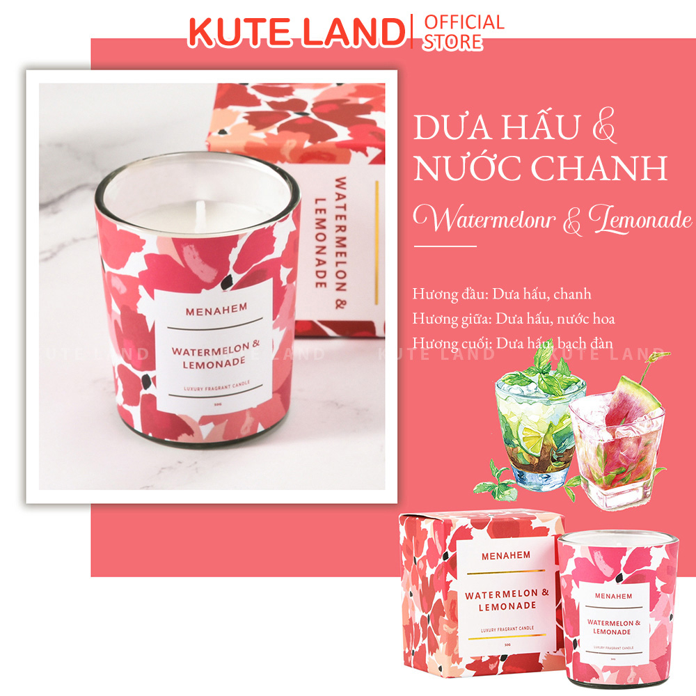 Nến thơm Menahem 50 gram mẫu mới 2023 sáp đậu nành không khói tự nhiên - thư giãn giải tỏa căng thẳng mệt mỏi NT2