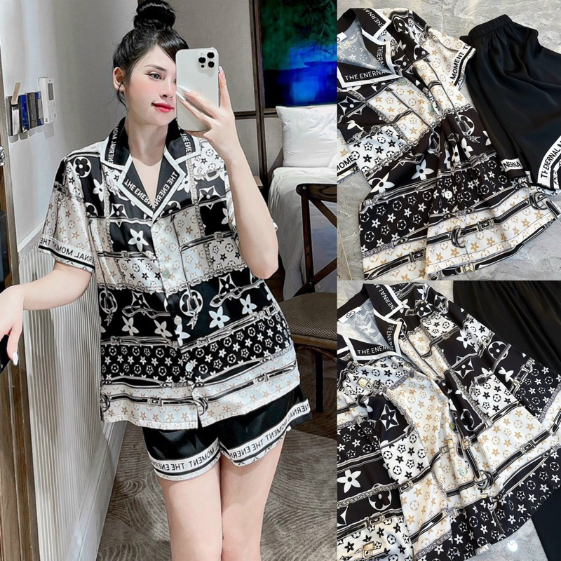 BỘ LỤA PYJAMA HOẠ TIẾT QUẢNG CHÂU CAO CẤP MÃ 2023-1908