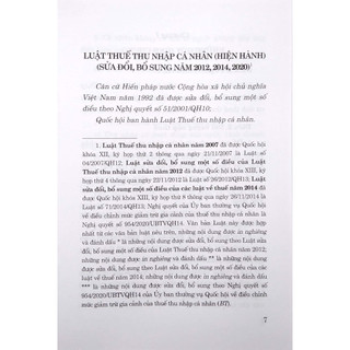 Sách - Luật Thuế Thu Nhập Cá Nhân (Hiện Hành) (Sửa Đổi, Bổ Sung Năm 2012, 2014, 2020)