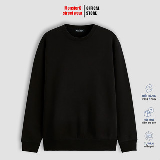 Sweater nỉ bông TRƠN màu nam nữ form rộng oversized áo dài tay Unisex Monster X Street Basic Sweater