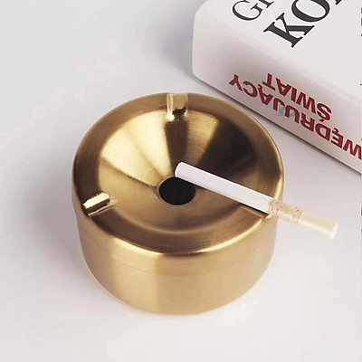 Gạt Tàn Thuốc Iá Dạng phễu Dáng Đẹp Cao Cấp Bằng Kim loại Inox 304 Mạ Vàng Size Nhỏ
