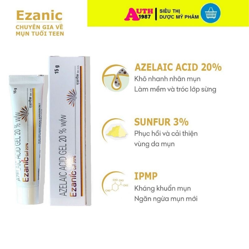 Gel Ezanic 20% Azelaic Acid Gel/Cream - Kem giúp mờ thâm, giảm mụn