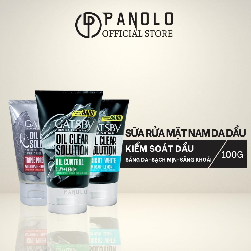 Sữa Rửa Mặt Nam Gatsby Oil Clear Solution 100g, Sữa Rửa Mặt Sạch Dầu Sáng Da Sảng Khoái