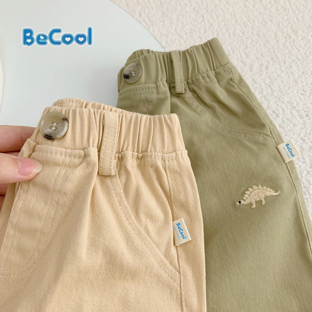 Quần Dài cho Bé, Quần Kaki Thêu Khủng Long Cho Bé Trai Và Bé Gái Từ 10-27kg MINKY BABY