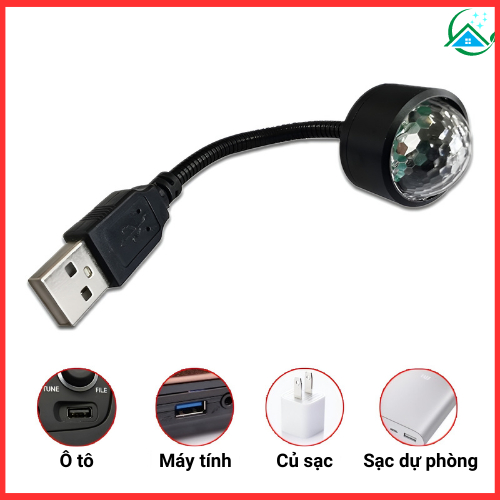 Đèn Led USB chiếu trần SOP MEDIA đèn led mini cảm biến theo nhạc có nhiều màu trang trí ô tô phòng ngủ