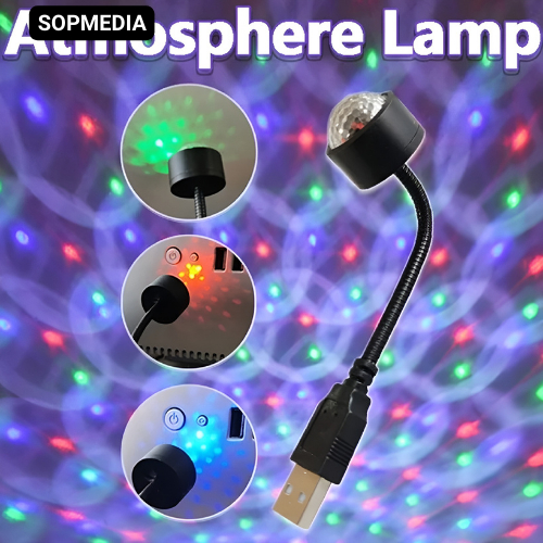 Đèn Led USB chiếu trần SOP MEDIA đèn led mini cảm biến theo nhạc có nhiều màu trang trí ô tô phòng ngủ