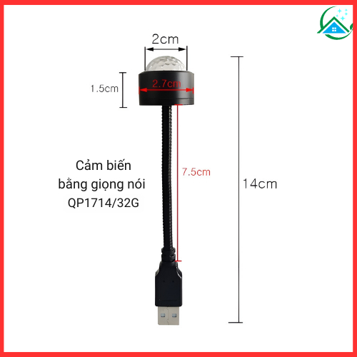 Đèn Led USB chiếu trần SOP MEDIA đèn led mini cảm biến theo nhạc có nhiều màu trang trí ô tô phòng ngủ