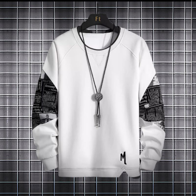 Áo Sweater Nỉ Nam Nữ Dài Tay Unisex Cổ Tròn Khuỷu Tay Phối Họa Tiết Phong Cách Ulzzang Thời Trang Zenkonu TOP NAM 281V2