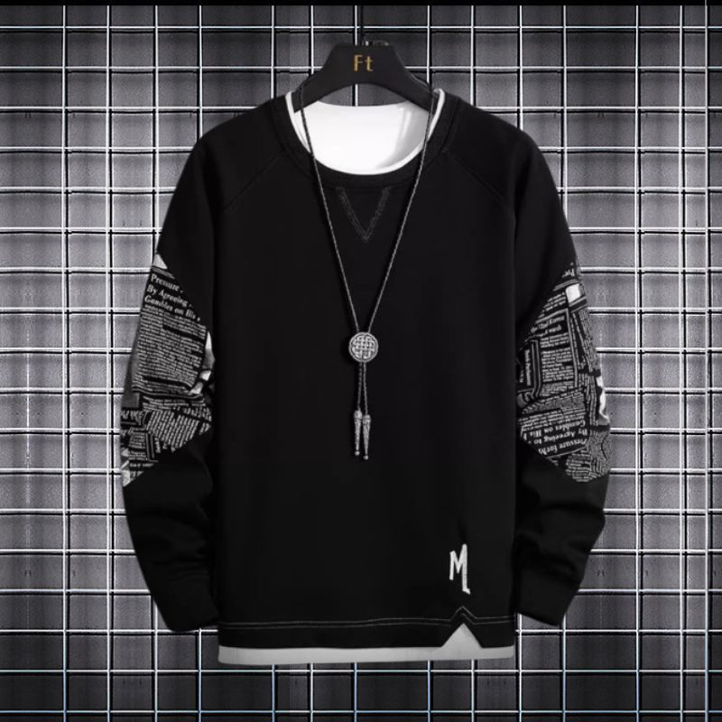 Áo Sweater Nỉ Nam Nữ Dài Tay Unisex Cổ Tròn Khuỷu Tay Phối Họa Tiết Phong Cách Ulzzang Thời Trang Zenkonu TOP NAM 281V2