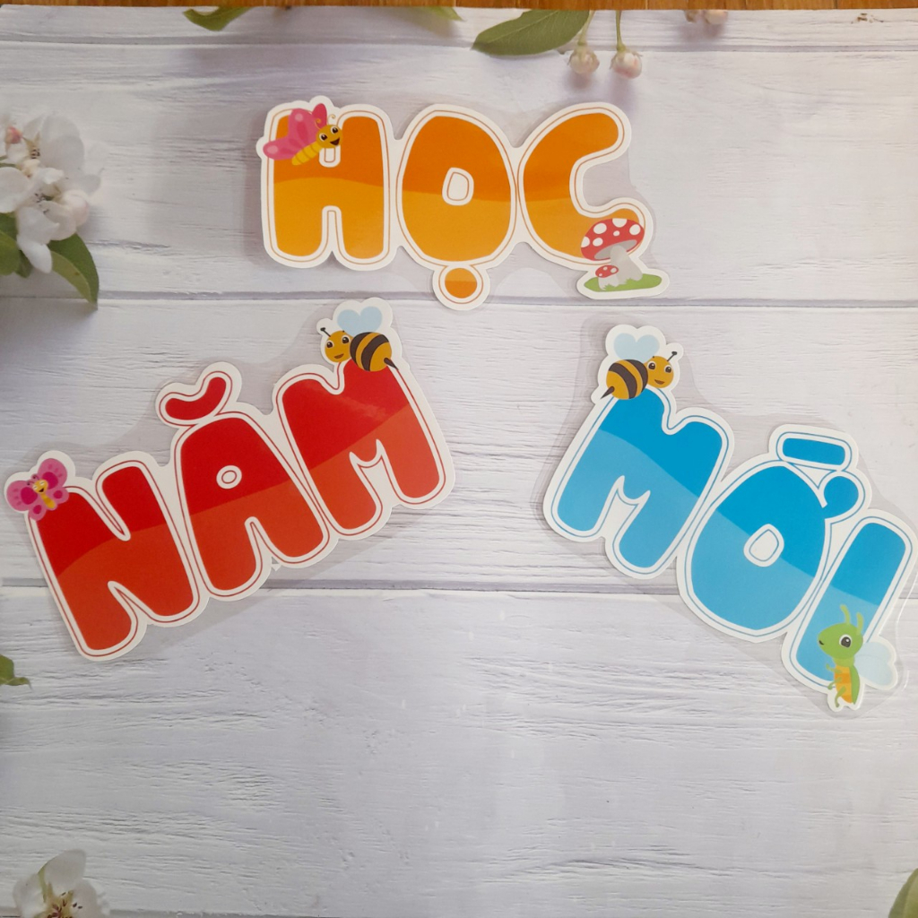 Sét trang trí bảng  chất liệu ép plastic, sẵn nam châm