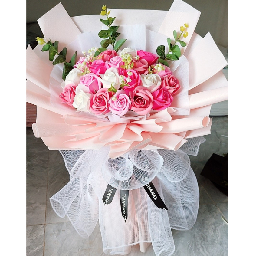 Bó hoa sáp thơm hàn quốc 20 bông gói bằng  giấy xịn không nhăn bó theo yêu cầu quà tặng sinh nhật, noel, valentine giárẻ