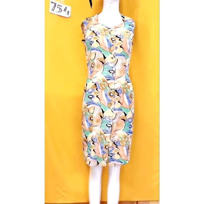 đầm sơmi họa tiết cổ điển size M/L. S754