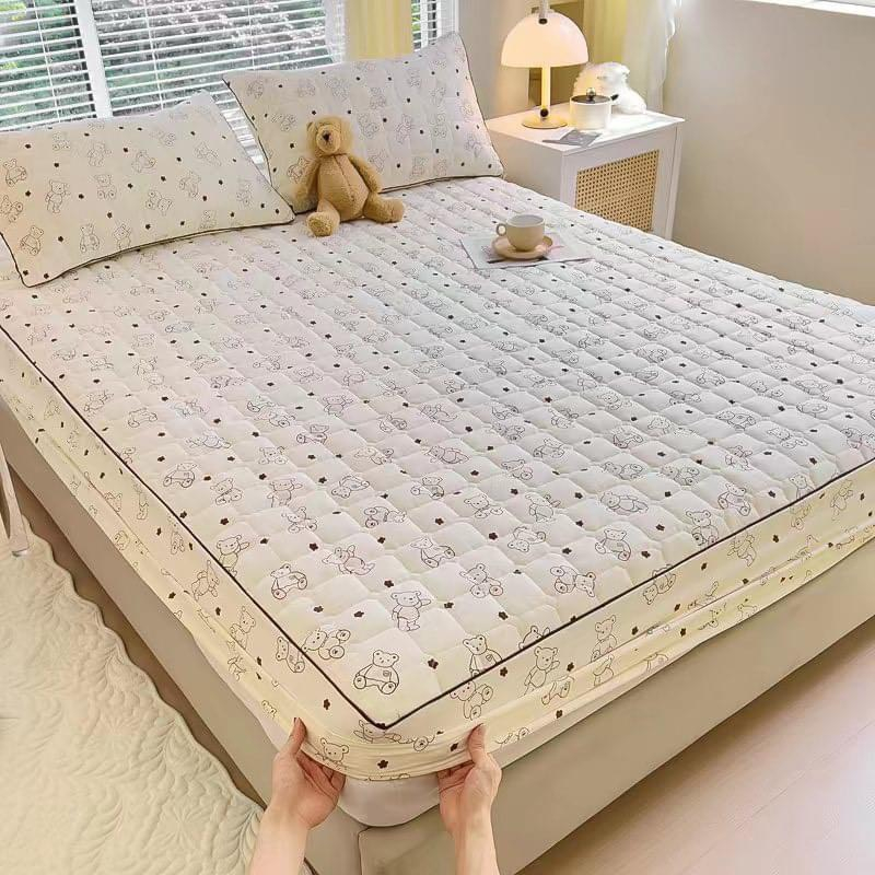 Bộ ga gối đũi xơ đậu nành thoáng mát thấm hút mồ hôi, ga gối trần bông đũi cotton chất liệu mềm mại thoáng khí