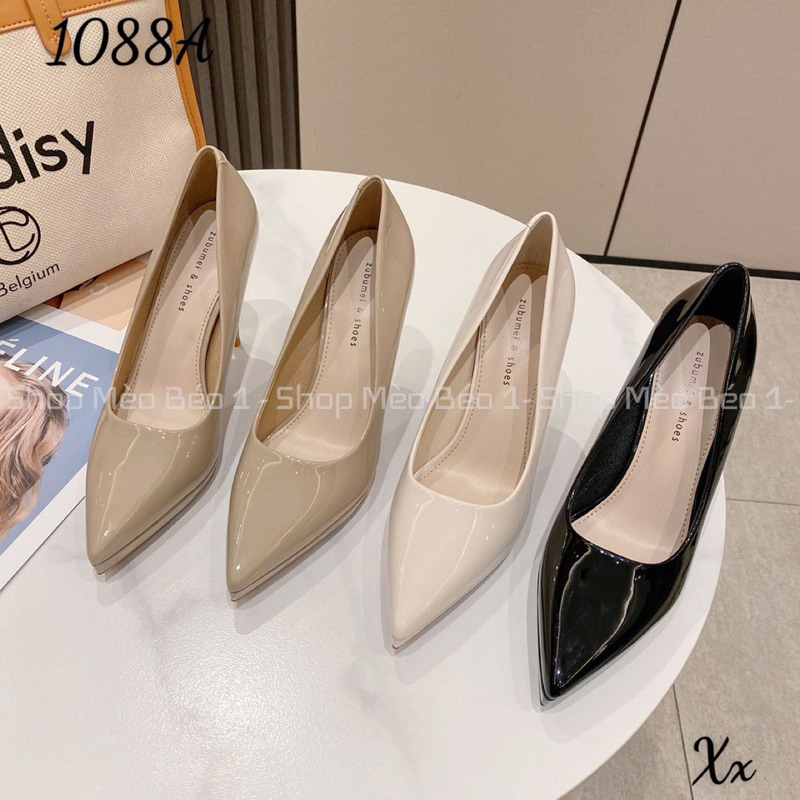 Giày cao gót mũi nhọn đế đúp gót nhọn da bóng basic fullbox hàng quảng châu cao cấp