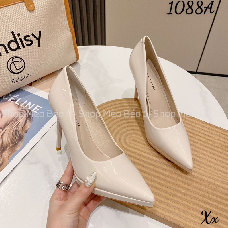 Giày cao gót mũi nhọn đế đúp gót nhọn da bóng basic fullbox hàng quảng châu cao cấp