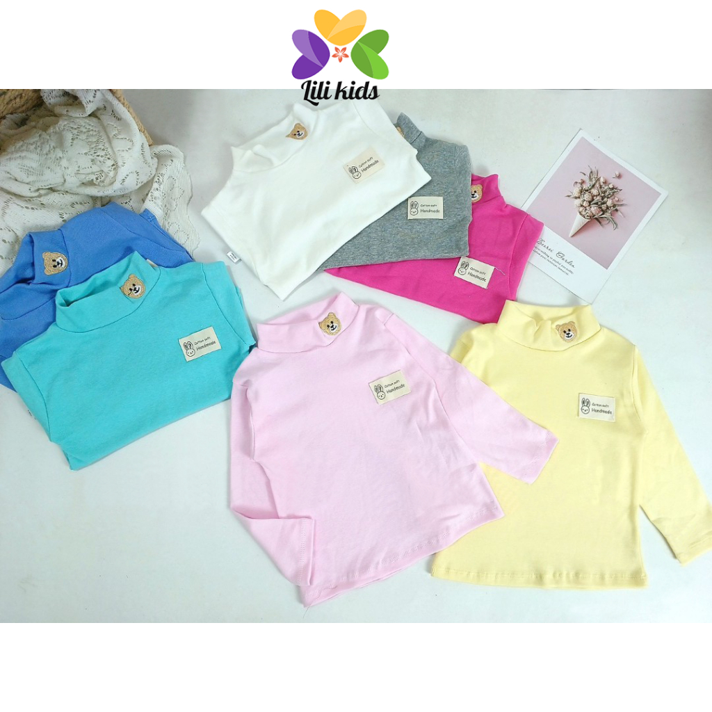 Áo giữ nhiệt cho bé trai bé gái áo len cotton cổ 3 phân cho bé lili.kids AP07