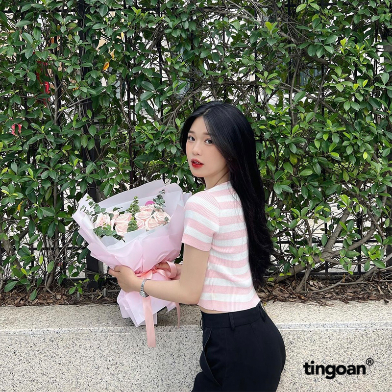 TINGOAN® x SHOPEE - Áo len crop lửng ngắn tay cổ vuông BORA BORA TOP PHIÊN BẢN MỚI NHẤT T10.23