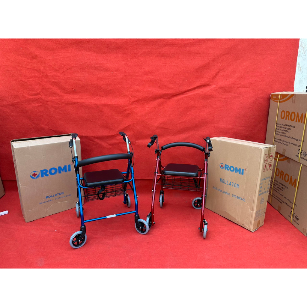 Xe tập đi cho người già có giỏ đựng đồ DY049144L, BH 12 tháng - Khung Tập Đi Có Bánh Xe