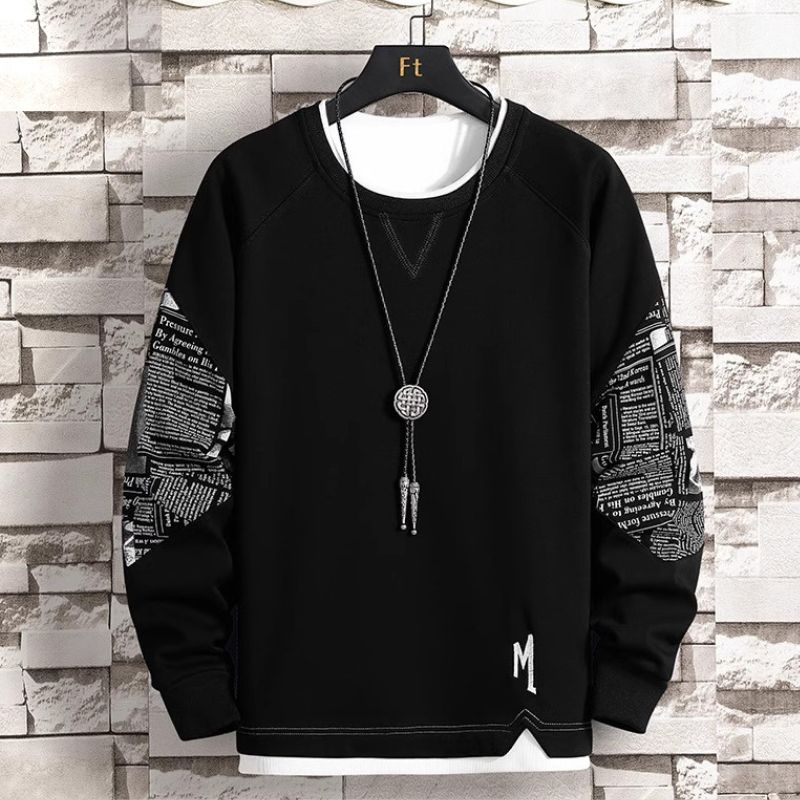 Áo Sweater Nỉ Nam Nữ Dài Tay Unisex Cổ Tròn Khuỷu Tay Phối Họa Tiết Phong Cách Ulzzang Thời Trang Zenkonu TOP NAM 281V1