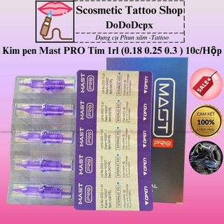 Kim pen phun xăm mast pro tím, kim xăm 1rl dùng máy pen chính hãng -1 hộp 10 chiếc