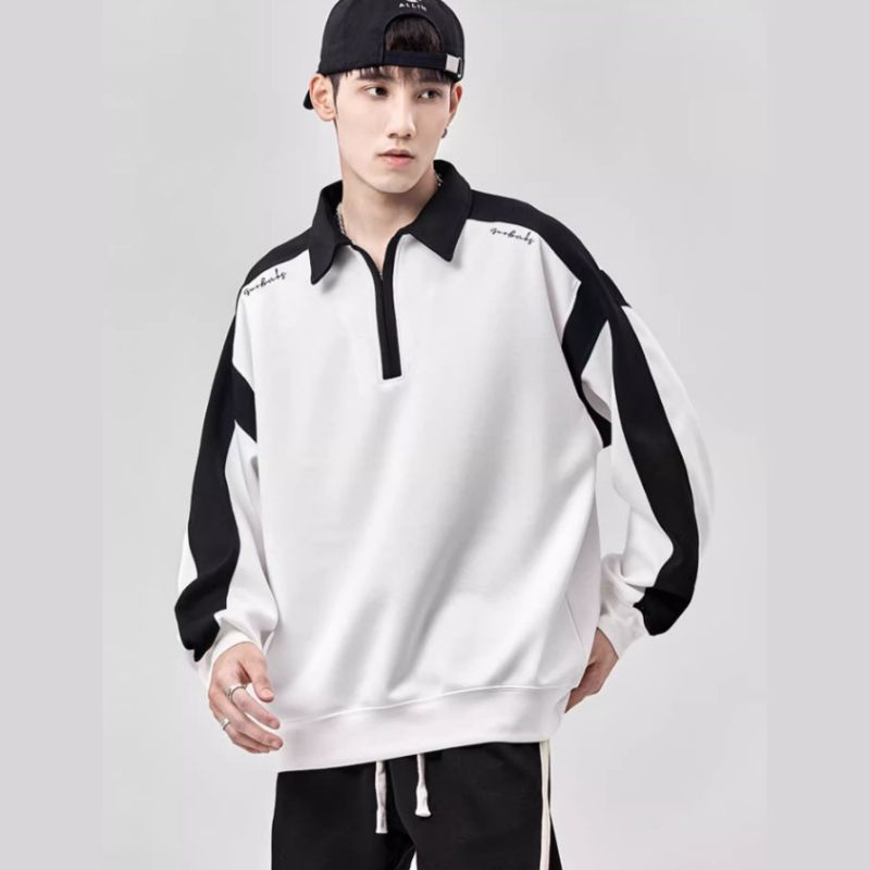 Áo Sweater Polo Nỉ Nam Nữ Dài Tay Unisex Tay Phối Viền Khóa Kéo Cổ Thời Trang Zenkonu TOP NAM 278V3