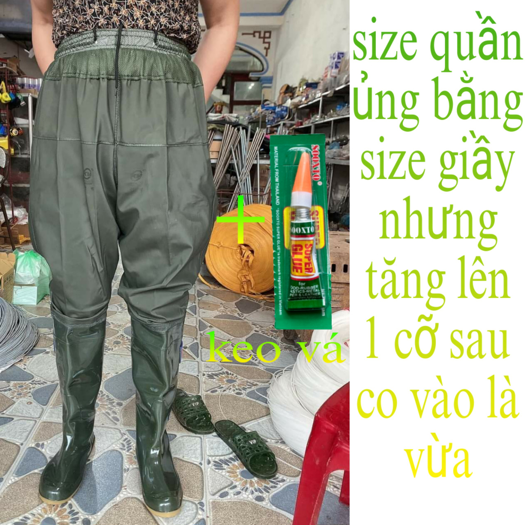 Ủng quần lội nước dầy, ủng bảo vệ lao động, chống nước,đi theo size giầy nhưng tăng lên 1 cỡ sau co vào là vừa