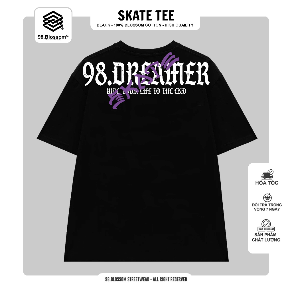 Áo Thun Unisex 98.Blossom SKATE DREAM TEE 100% Cotton - Streetwear Local Brand