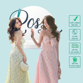 Đầm midi 2 dây cột vai Rossy Fashion Freesize đầm đi biển, du lịch - SR175