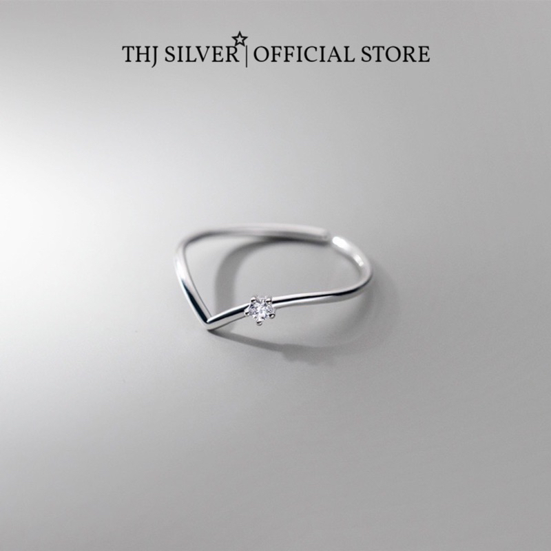 Nhẫn nữ THJ - Nhẫn nữ V đá trơn nhỏ xinh freesize bóng đẹp, bạc ta- THU HUONG SILVER