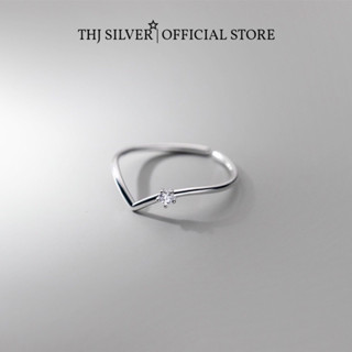 Nhẫn nữ THJ - Nhẫn nữ V đá trơn nhỏ xinh freesize bóng đẹp, bạc ta- THU HUONG SILVER