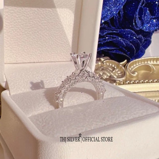Nhẫn nữ thj - nhẫn nữ rô đá nổi sang trọng sáng đẹp chuẩn bạc ta - thu huong silver