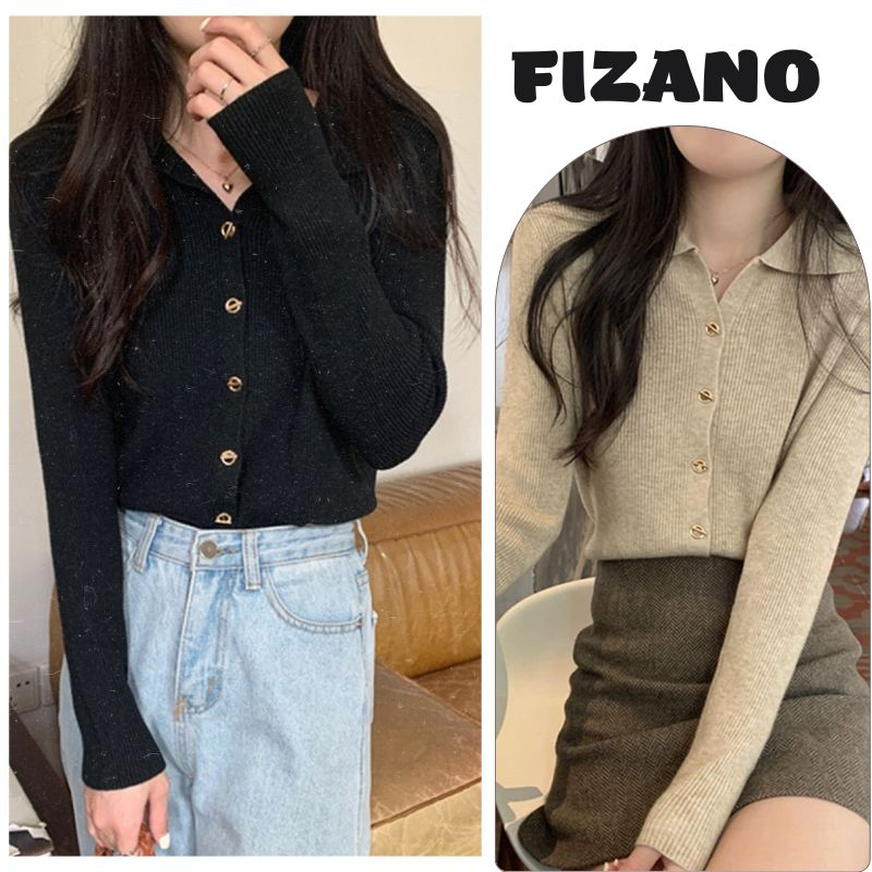 Áo len nữ cardigan dệt kim dài tay cổ bẻ len mịn dày dặn co dãn freesize mix khoác dạ Quảng Châu cao cấp Fizano TC462