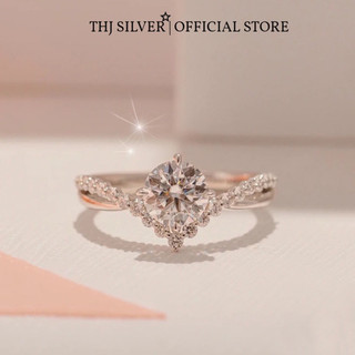  Nhẫn nữ THJ - Nhẫn nữ v đá chủ nữ hoàng sang trọng chuẩn bạc ta - THU HUONG SILVER 