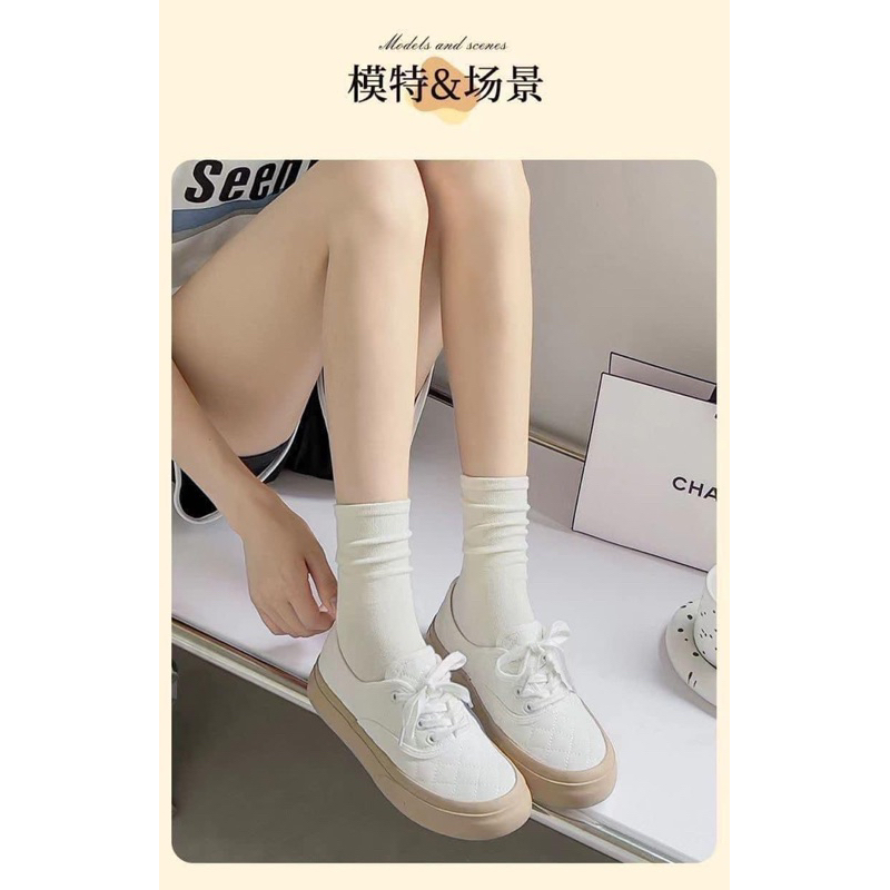 SET 10 ĐÔI TẤT TRƠN ULZZANG SIÊU XINH PHONG CÁCH BASIC