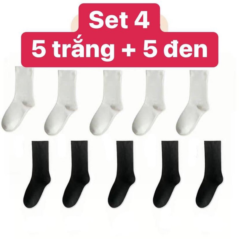 SET 10 ĐÔI TẤT TRƠN ULZZANG SIÊU XINH PHONG CÁCH BASIC