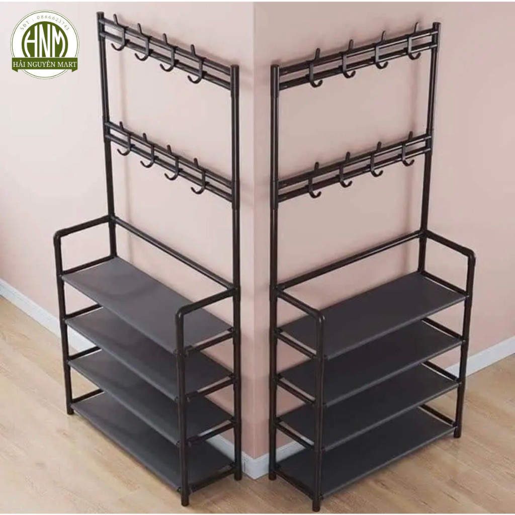Kệ Treo Quần Áo,Mũ,Móc Chìa Khóa Kết Hợp Giá Để Giày Dép,Túi Xách-Decor Phòng - Hải Nguyên Mart
