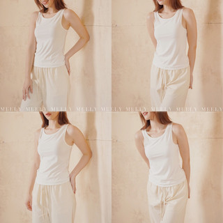 Áo tanktop ba lỗ  trắng nữ chất liệu thun cotton cao cấp cổ tròn dáng áo vừa vặn mặc thoải mái -MEELY